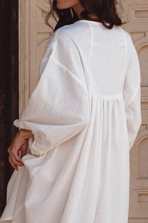 Palmira Handcrafted Linen Mini Dress|White (Last one remaining)